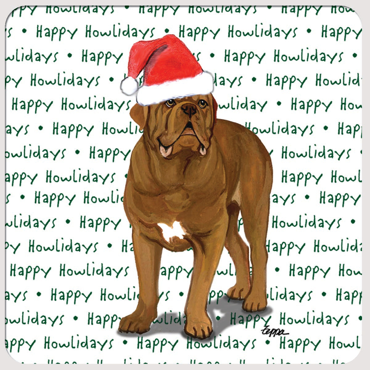Dogue de Bordeaux Christmas Coasters