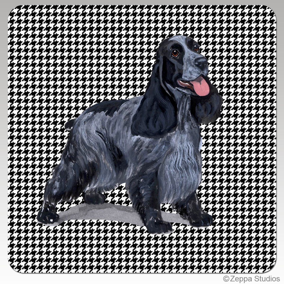 English Cocker Spaniel Houndzstooth Coasters