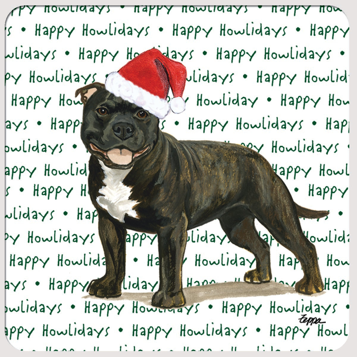 English Staffordshire Terrier Christmas Coasters