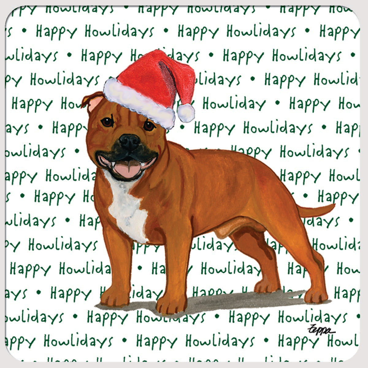 English Staffordshire Terrier Christmas Coasters