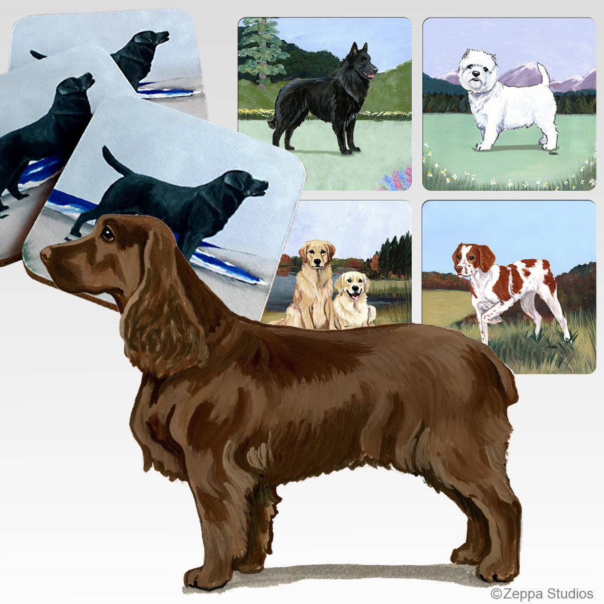Field Spaniel Scenic Coasters