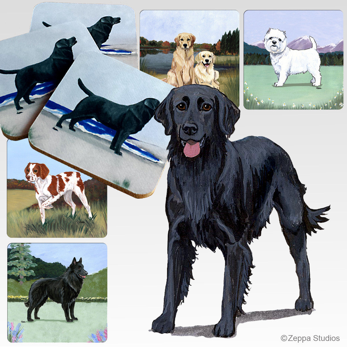 Flat Coated Retriever Scenic Coasters