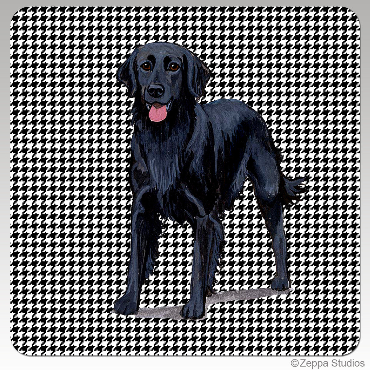 Flat Coated Retriever Houndzstooth Coasters