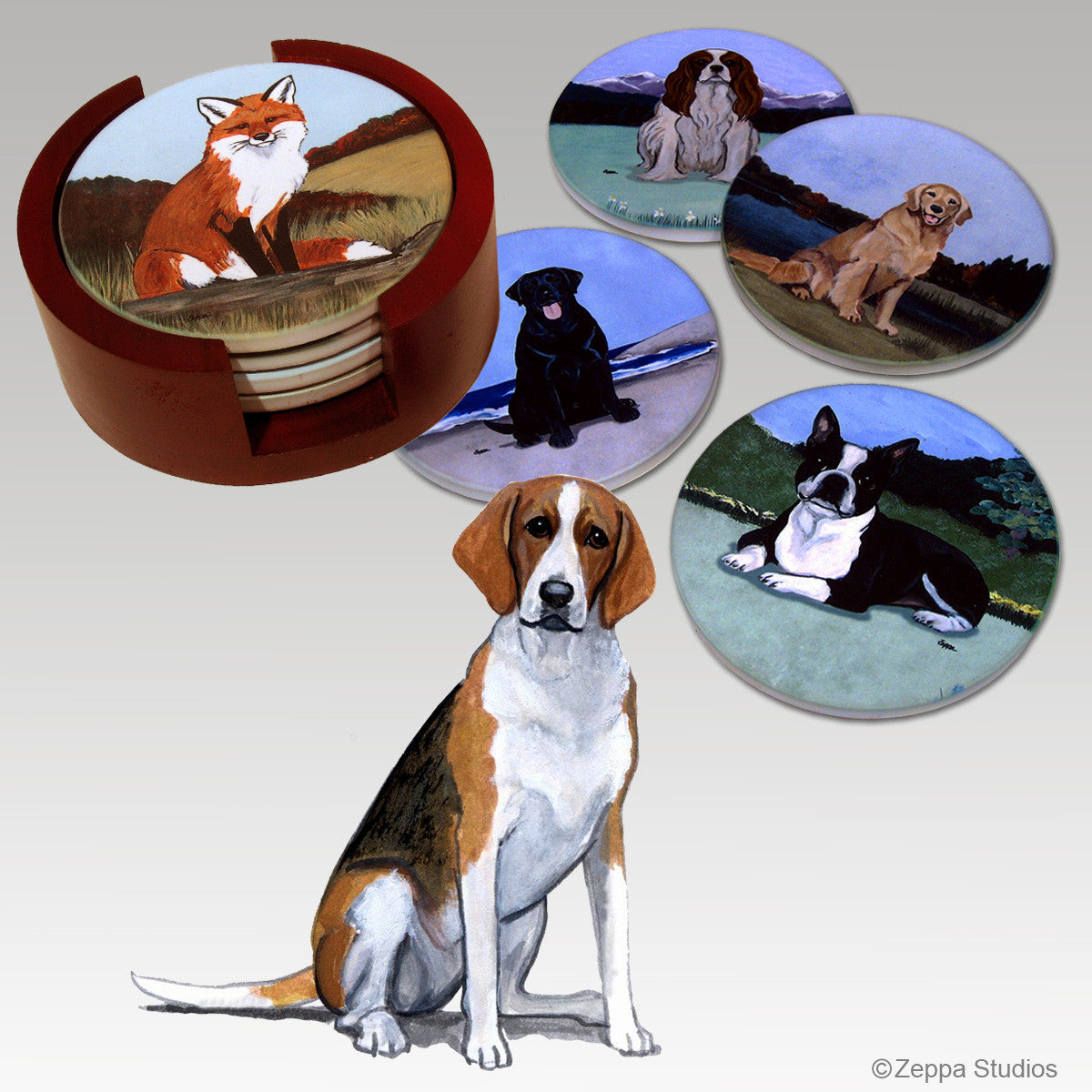 Foxhound Bisque Coaster Set