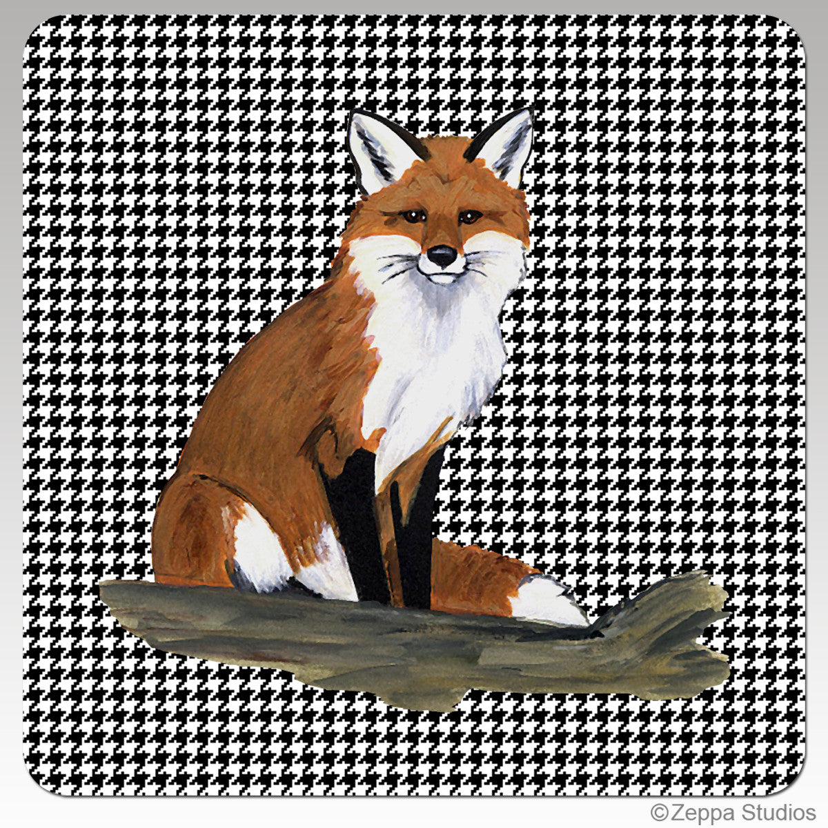 Sitting Fox Houndzstooth Coasters