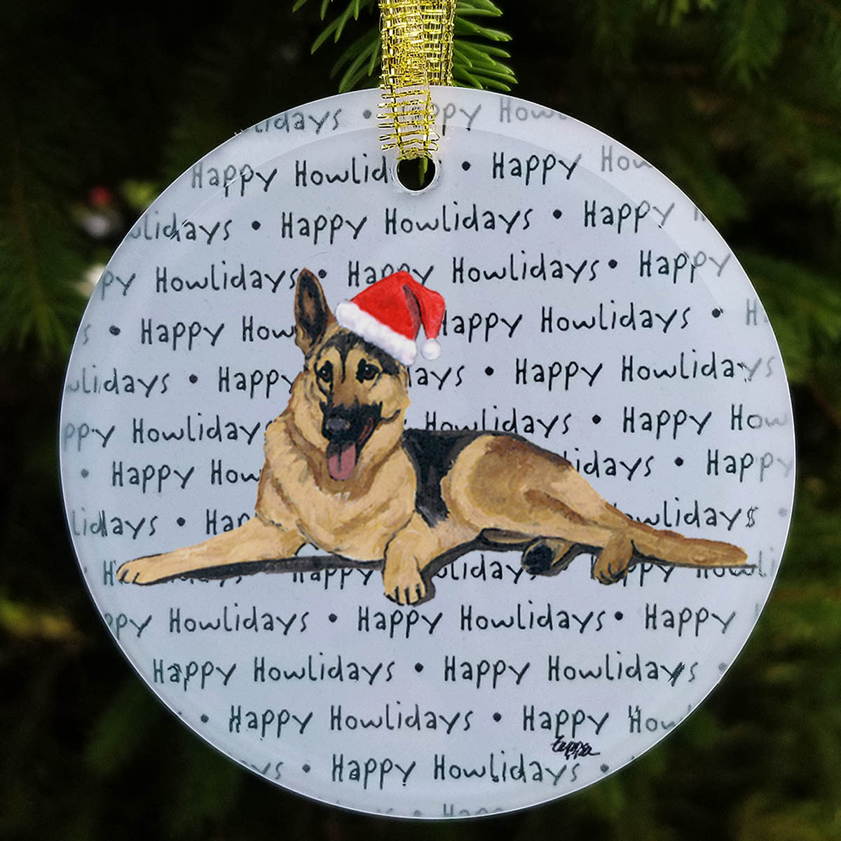 German Shepherd Howliday Christmas Ornament