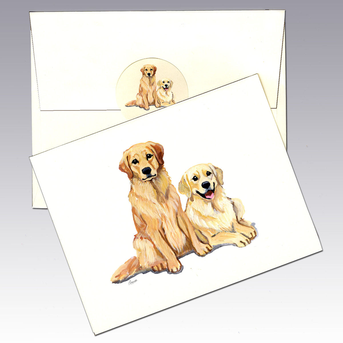 Golden Retriever Pair Note Cards