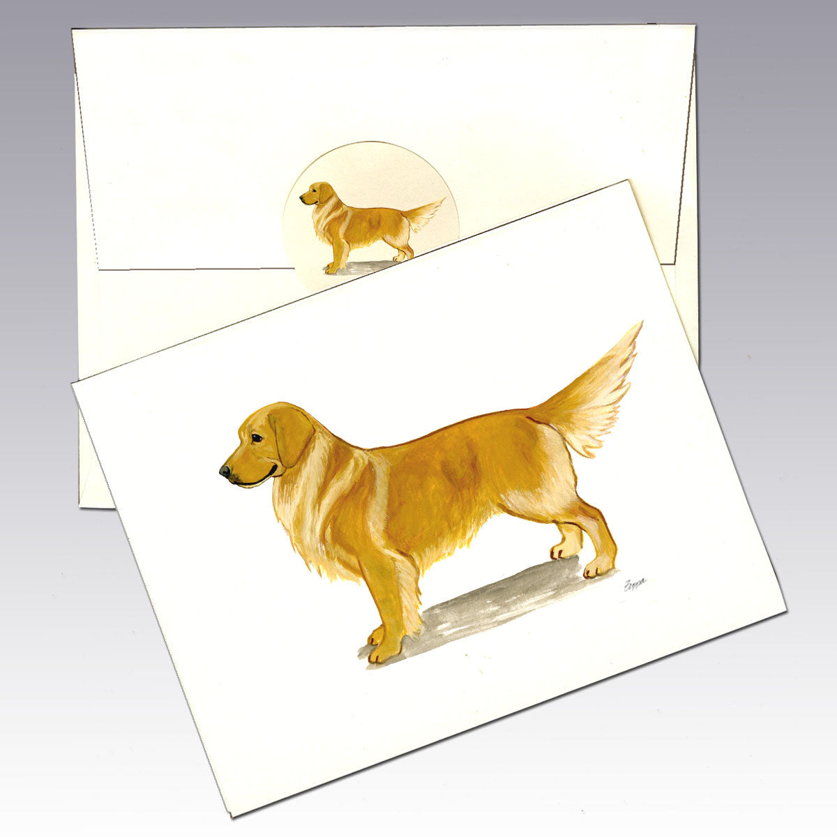 Golden Retriever Standing Note Cards