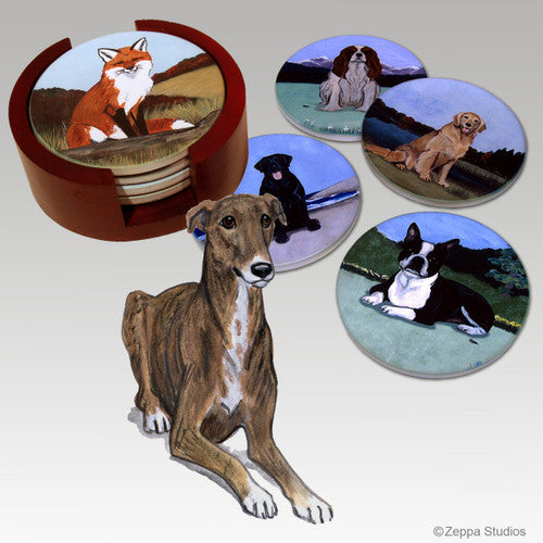 Greyhound Bisque Coaster Set