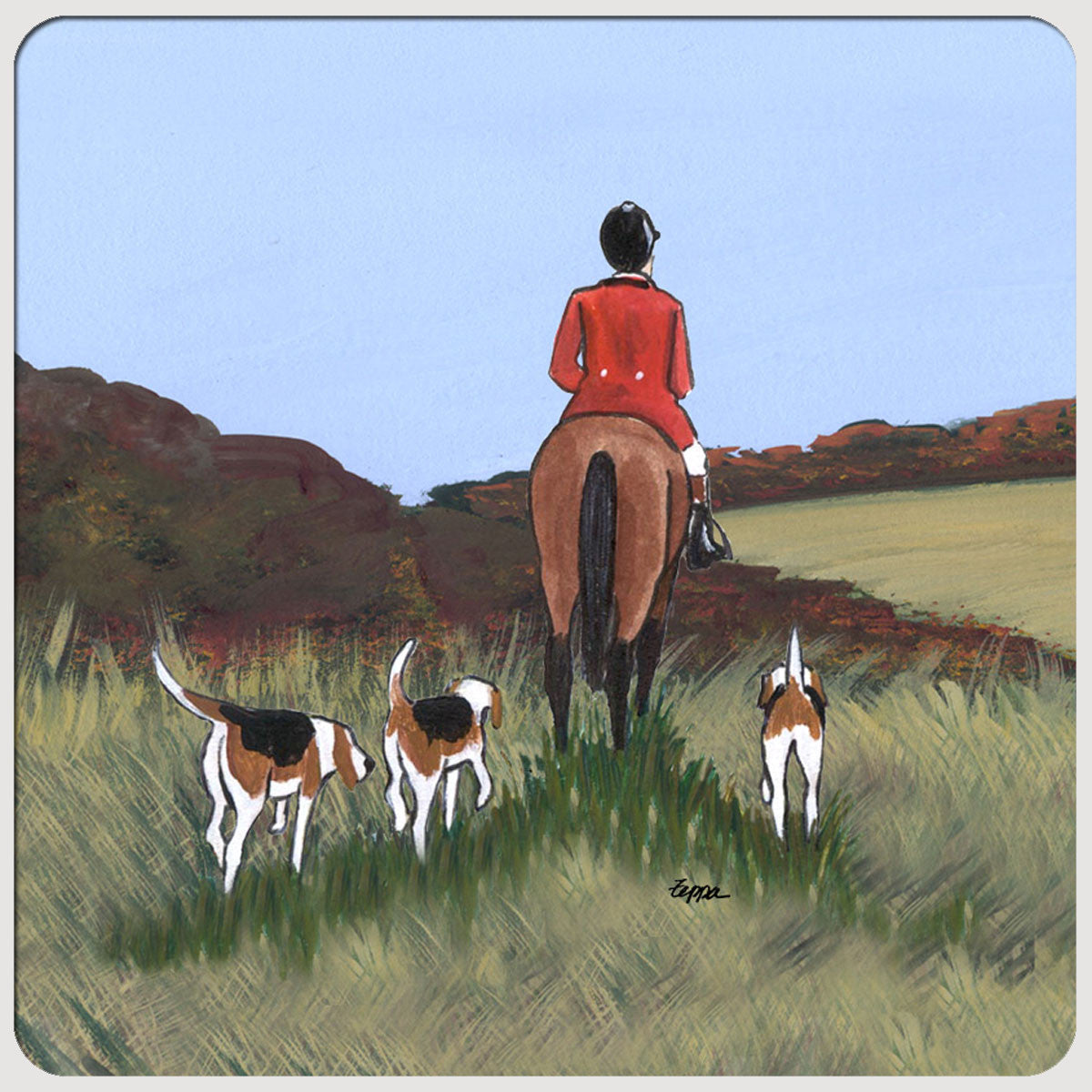 Fox Hunt Scenic Beverage Coasters