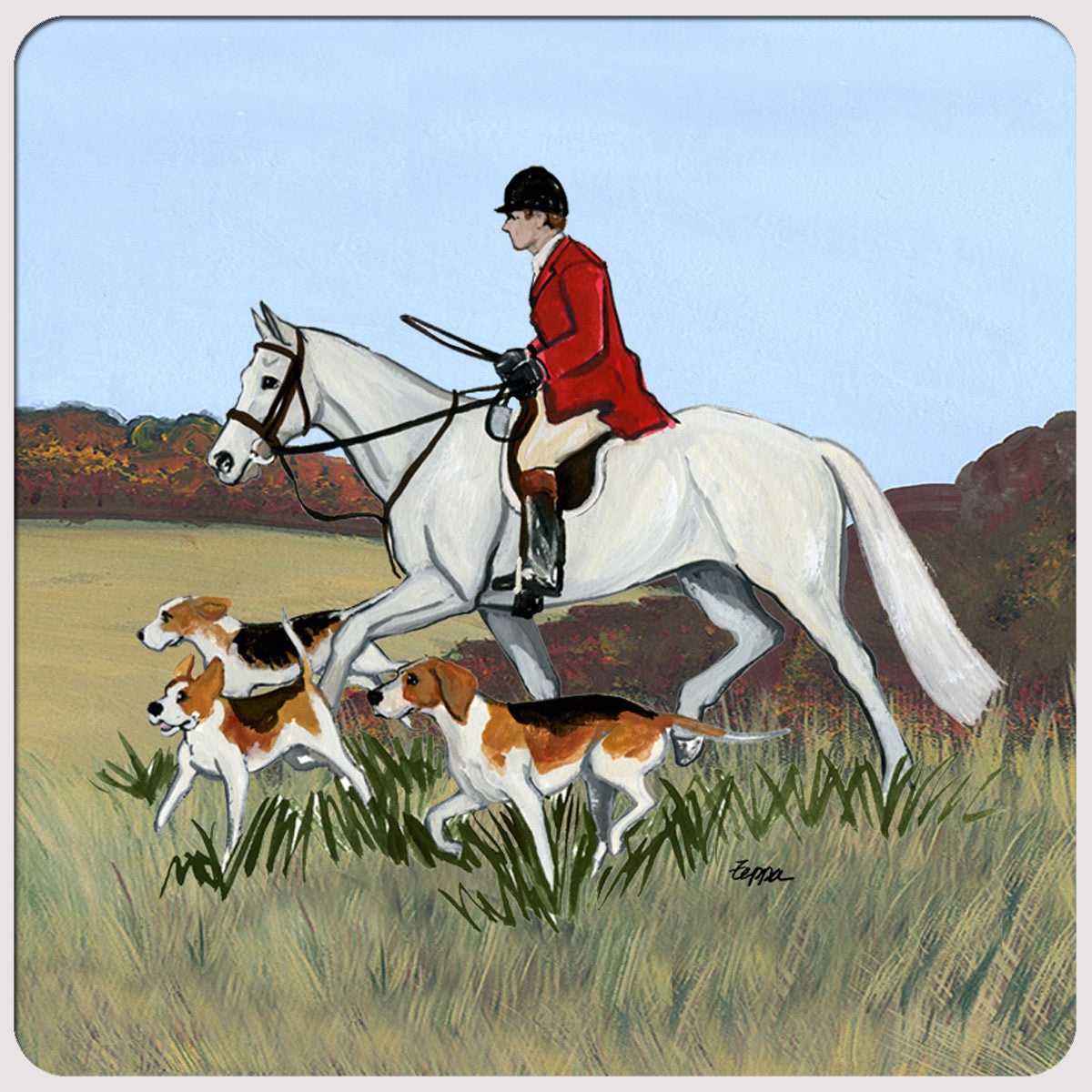 Fox Hunt Scene Scenic Coasters