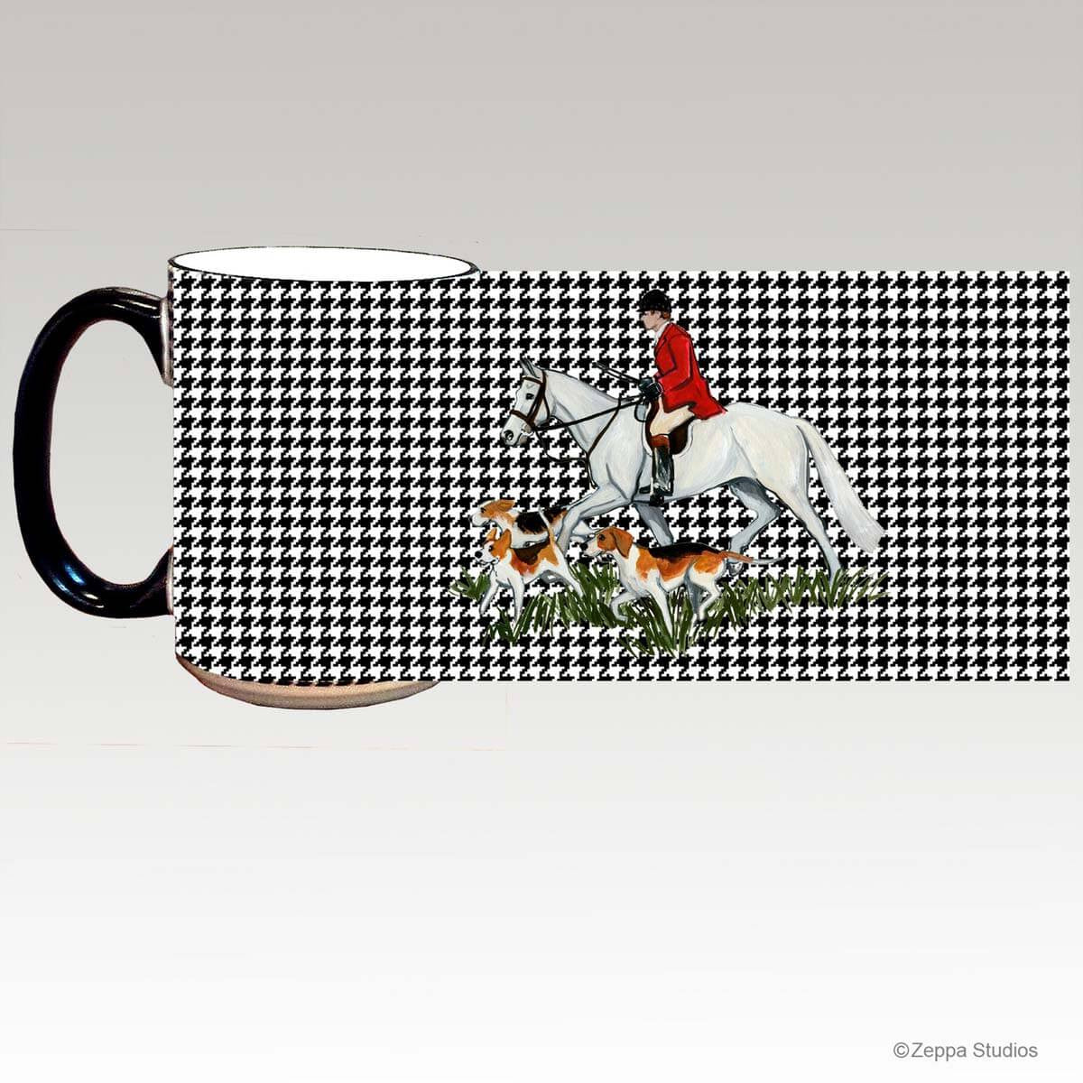 Fox Hunt Scene Houndzstooth Mug