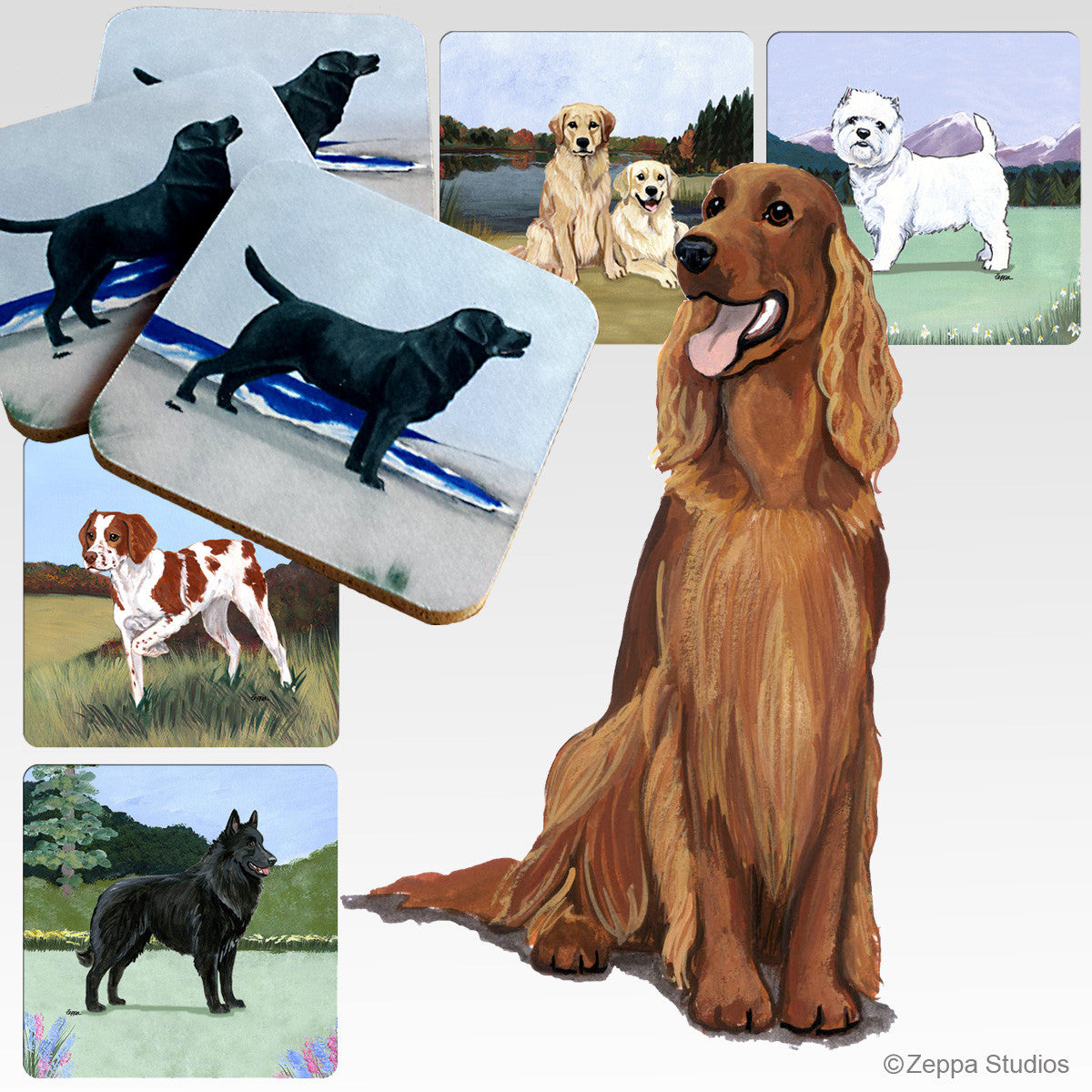 Irish Setter Scenic Coasters