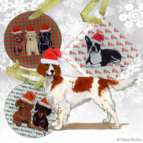 Irish Red & White Setter Christmas Ornaments