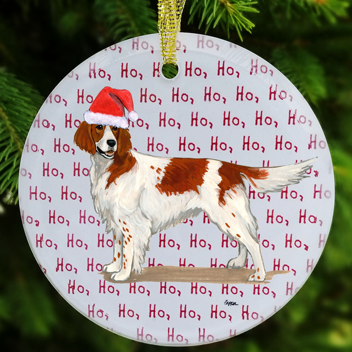 Irish Red & White Setter Christmas Ornaments