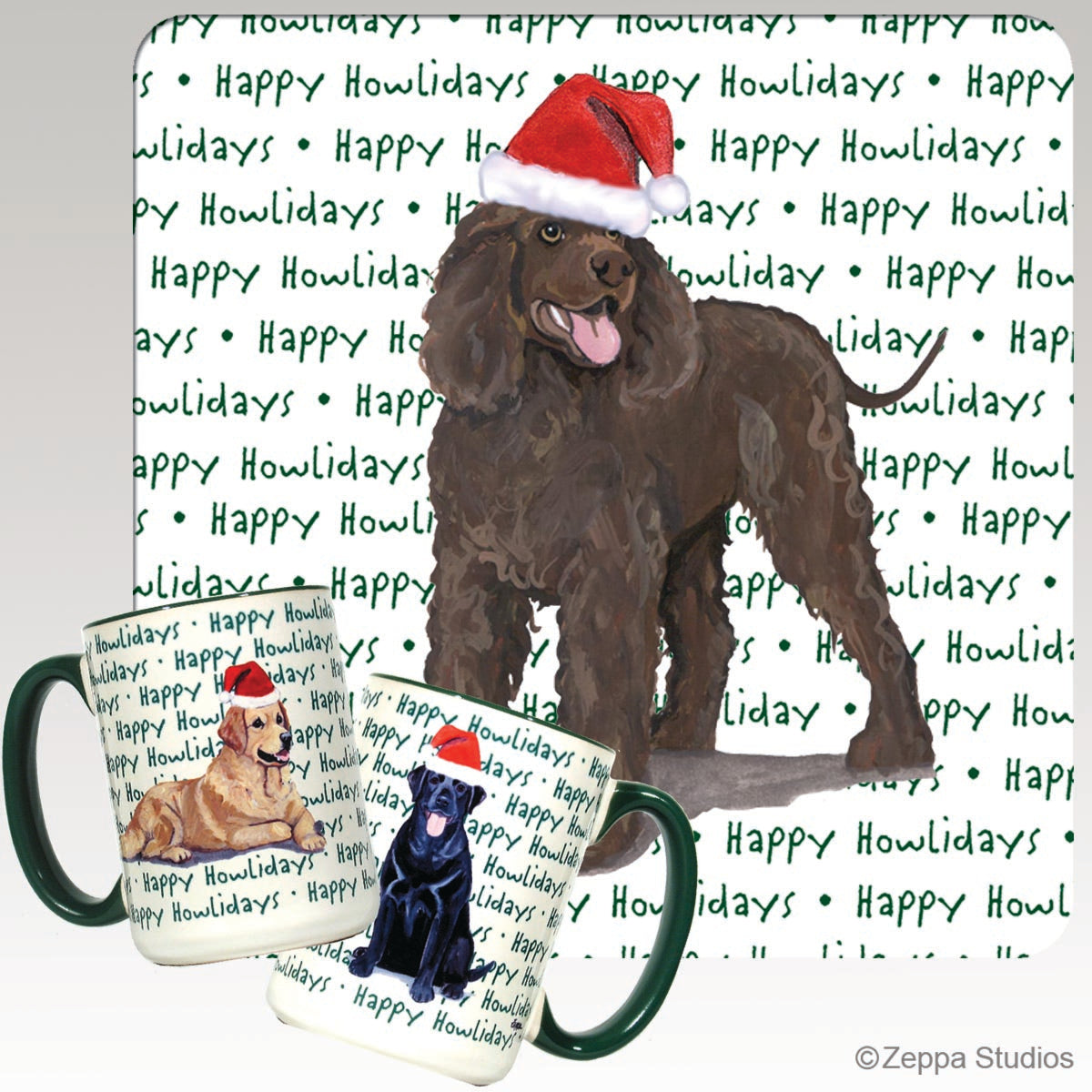 Irish Water Spaniel Christmas Mugs