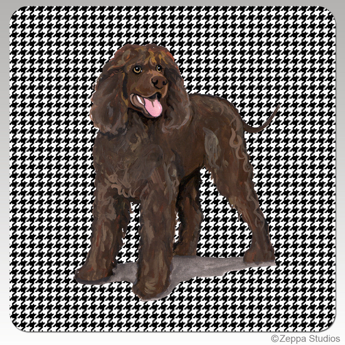 Irish Water Spaniel Houndzstooth Coasters