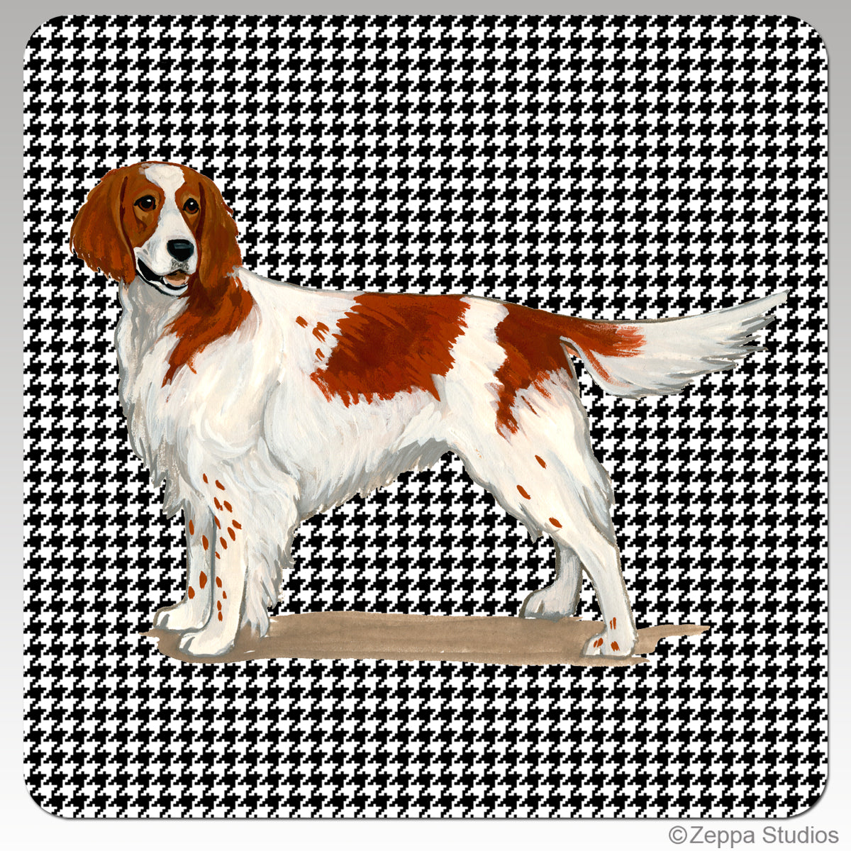 Irish Red & White Setter Houndzstooth Coasters