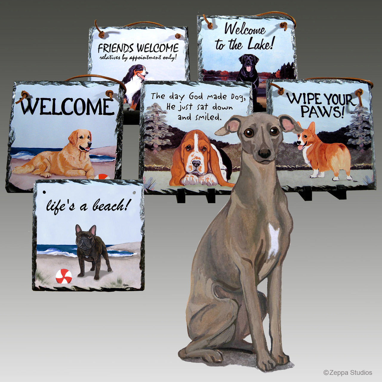 Italian Greyhound Slate Signs