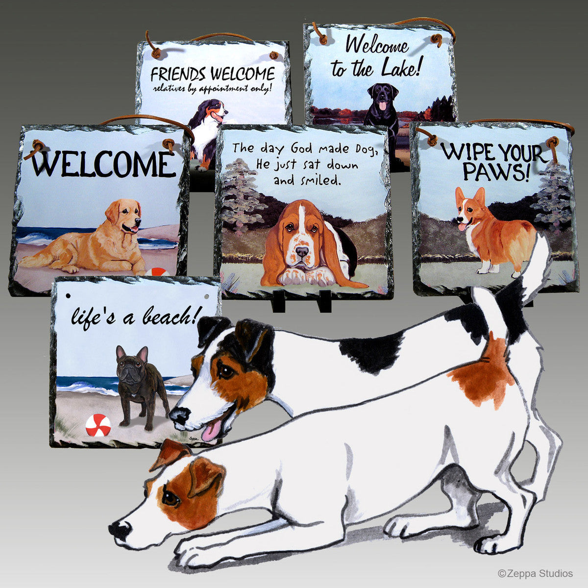 Jack Russell Terrier Pair Slate Signs