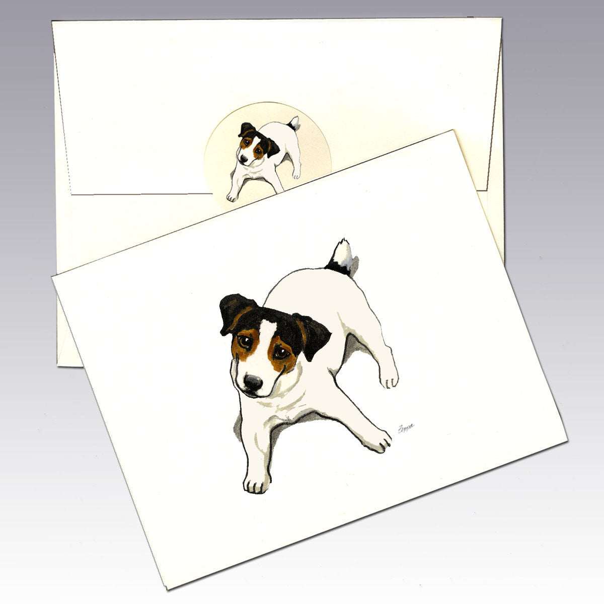 Jack Russell, Tri, Lying Down Note Cards
