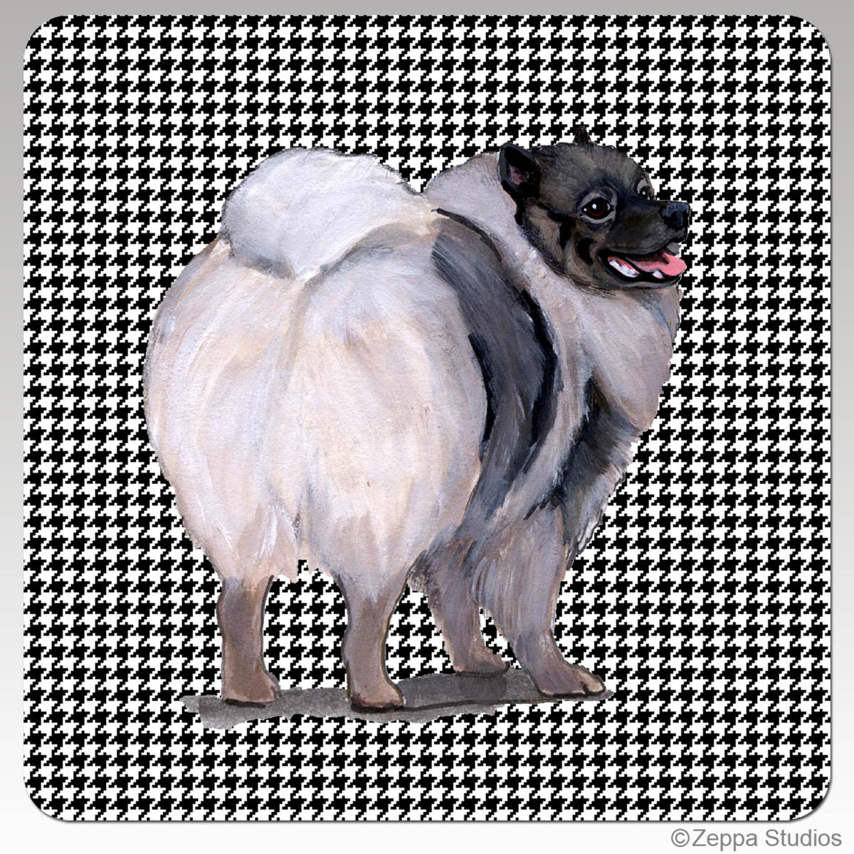 Keeshond Houndzstooth Coasters