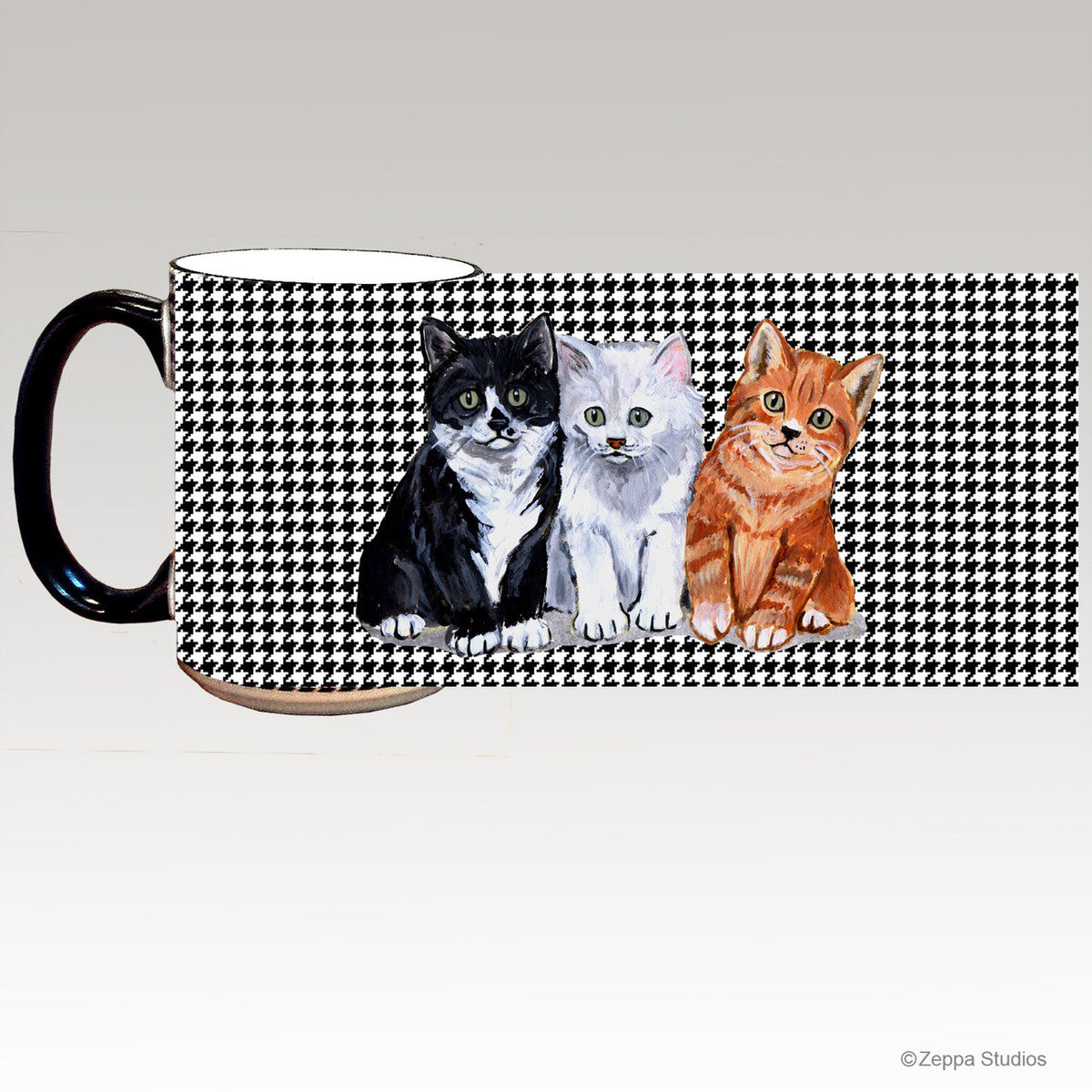 3 Kittens Houndzstooth Mug