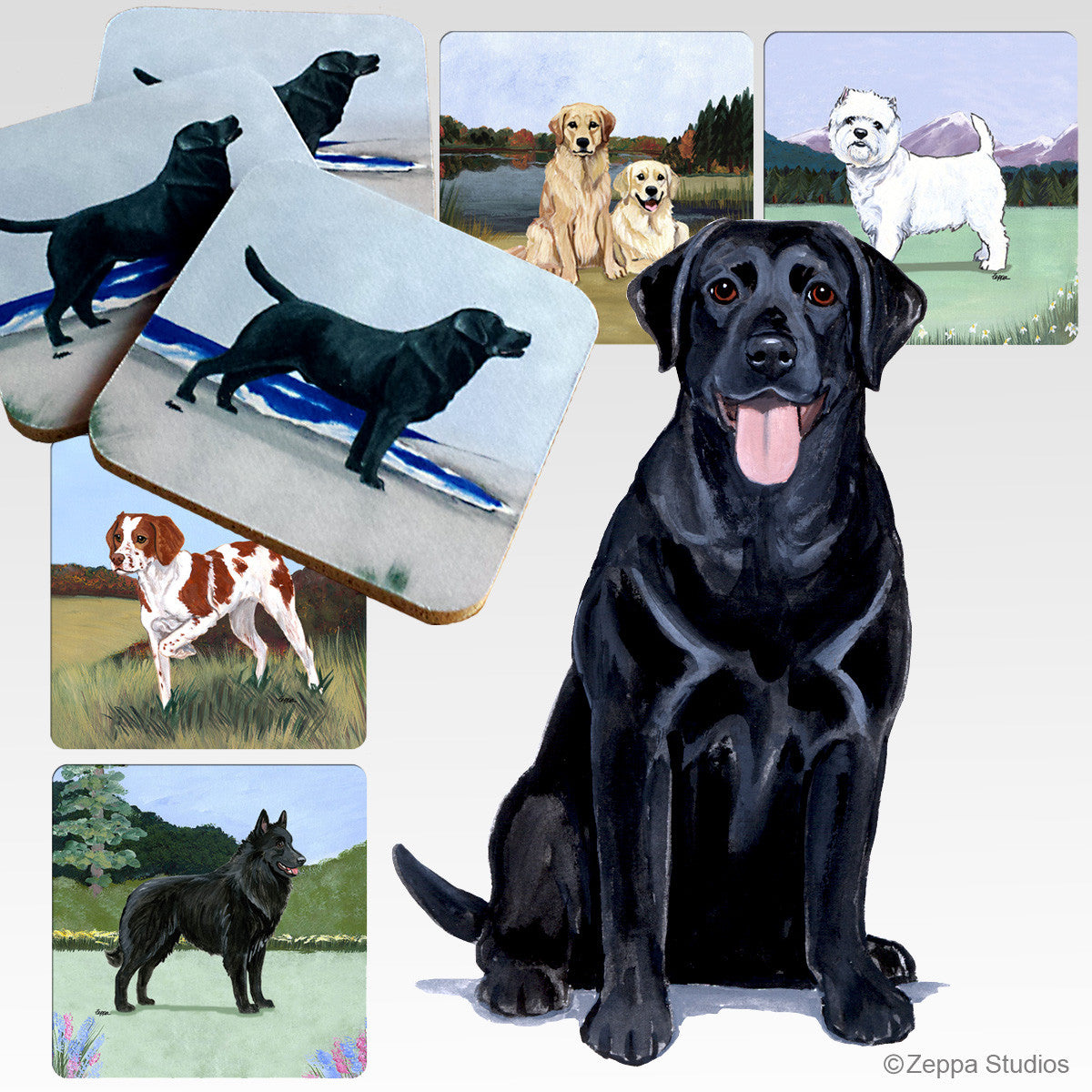 Black Lab Scenic Coasters