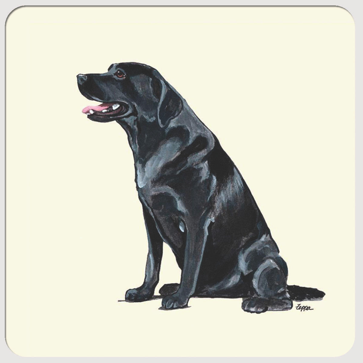 Black Lab Sitting Sideways Coasters