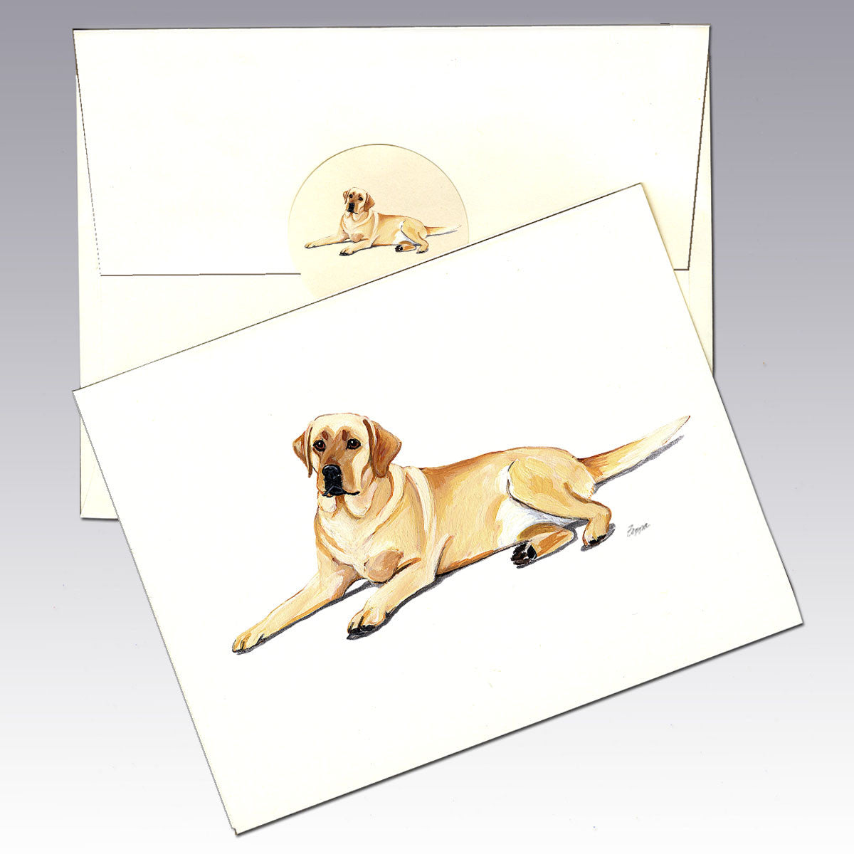 Yellow Lab Lying Note Cards