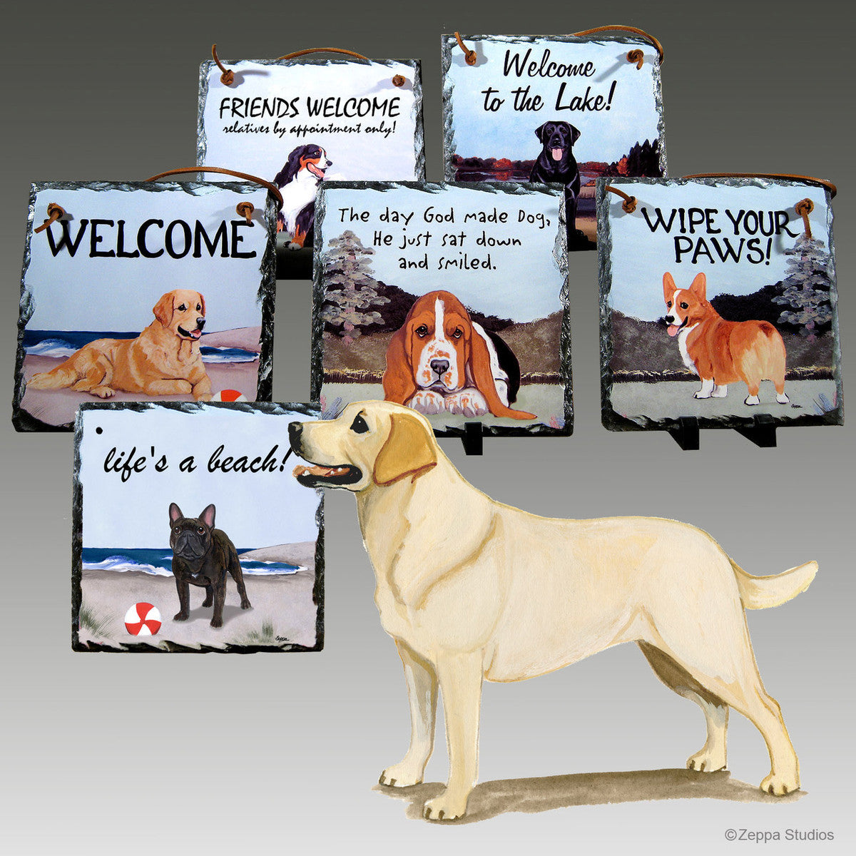 Yellow Lab Standing Slate Signs