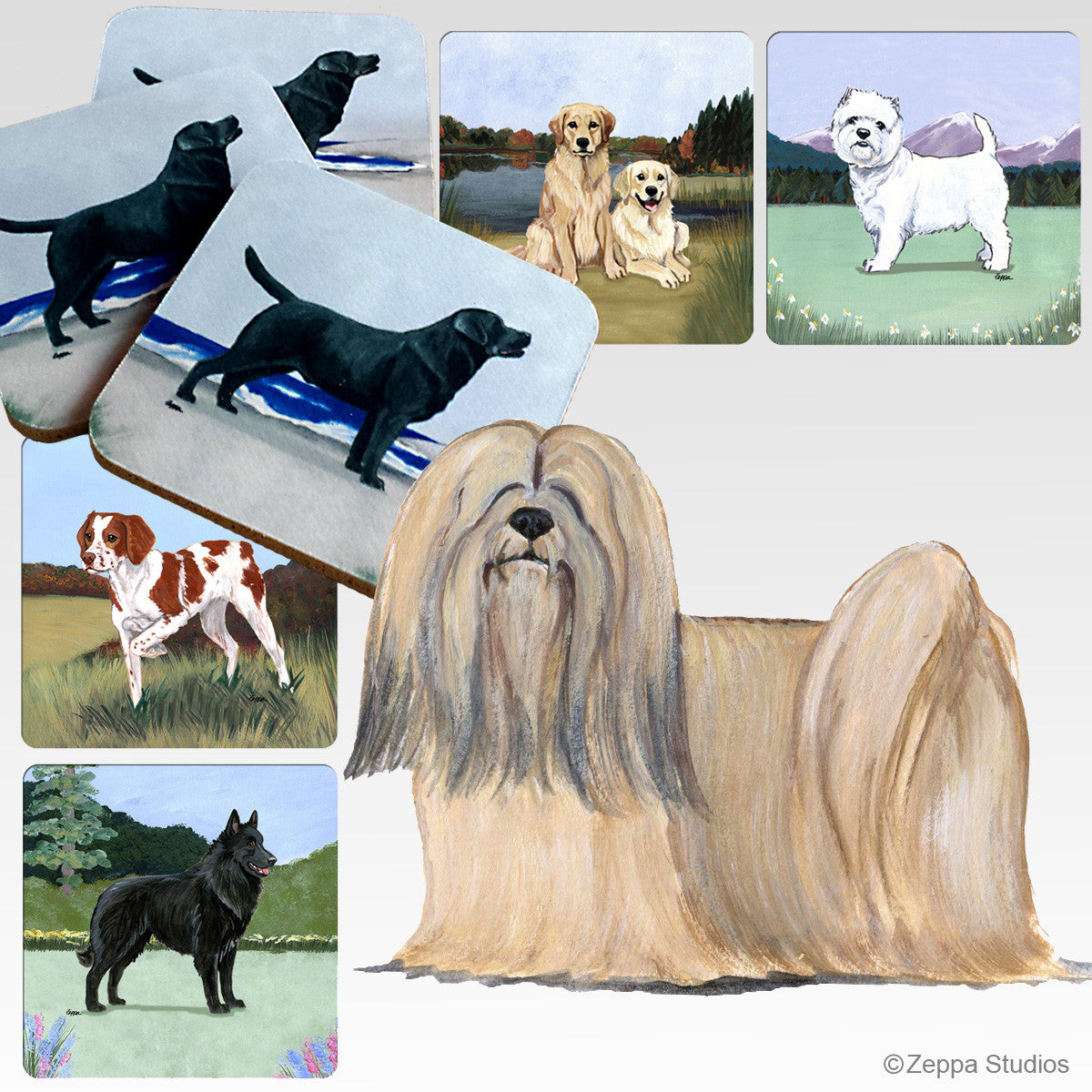 Lhasa Apso Oval Scenic Coasters