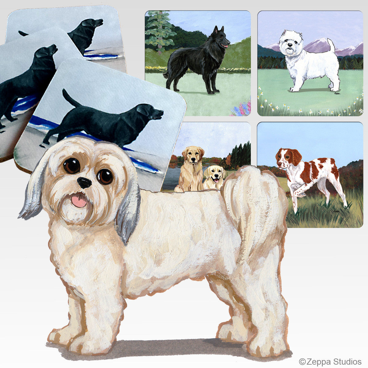 Lhasa Apso Puppy Clip Scenic Coasters