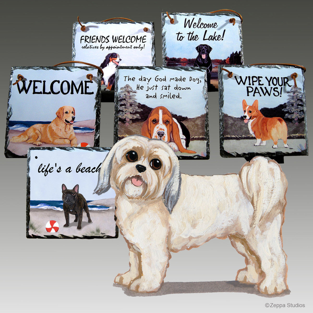 Lhasa Apso Puppy Clip Slate Signs