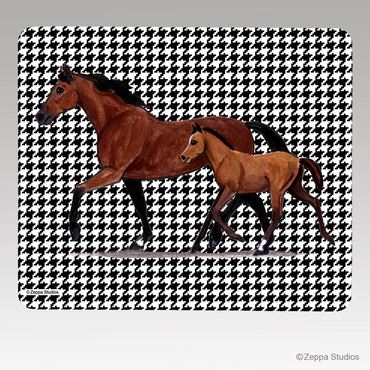 Mare & Foal Houndstooth Mouse Pad