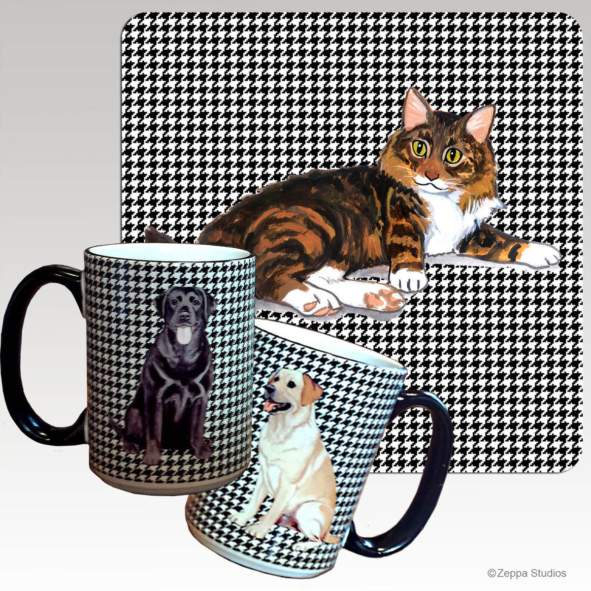 Maine Coon Cat Houndzstooth Mug