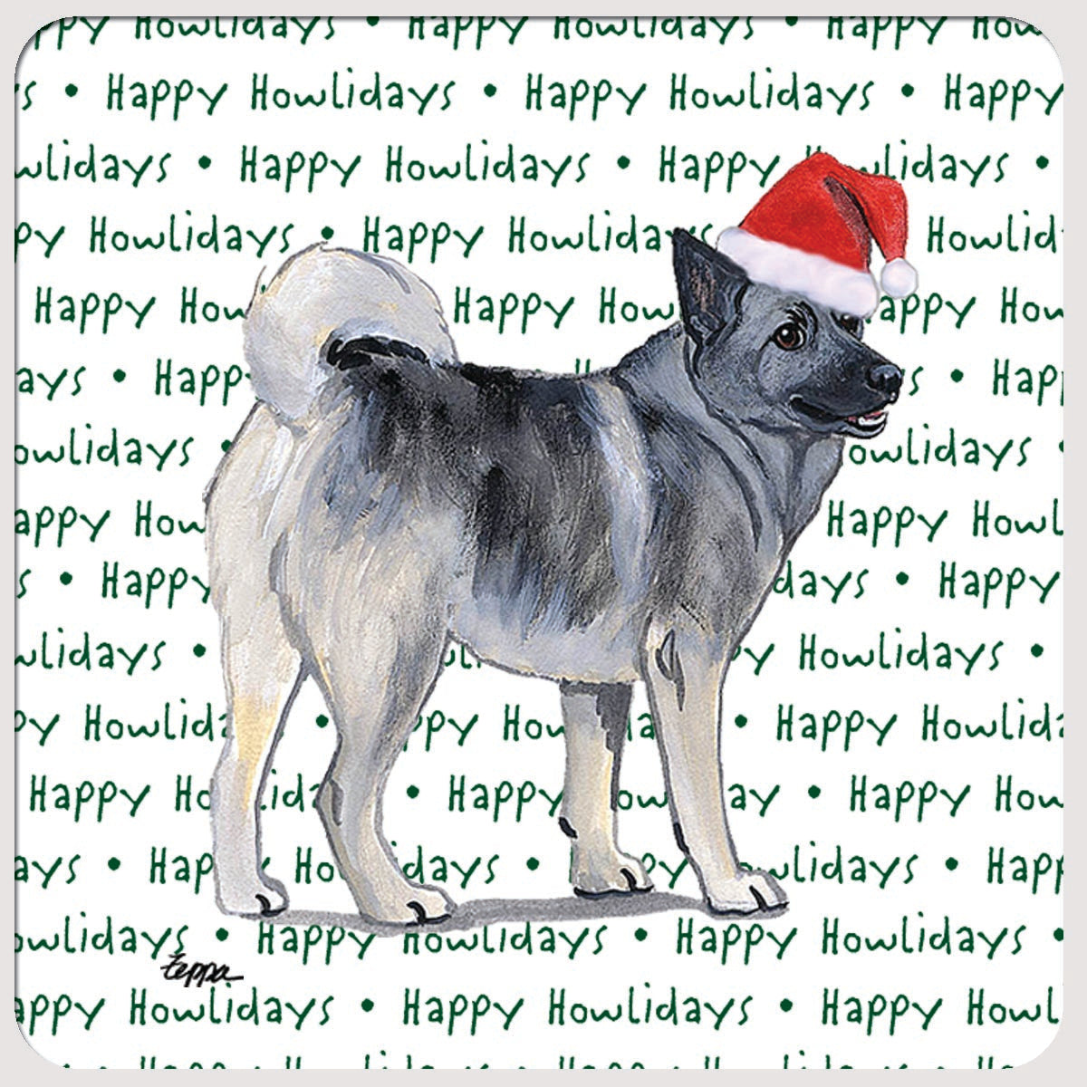 Norwegian Elkhound Christmas Coasters