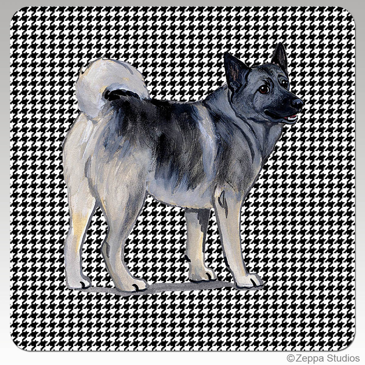 Norwegian Elkhound Houndzstooth Coasters