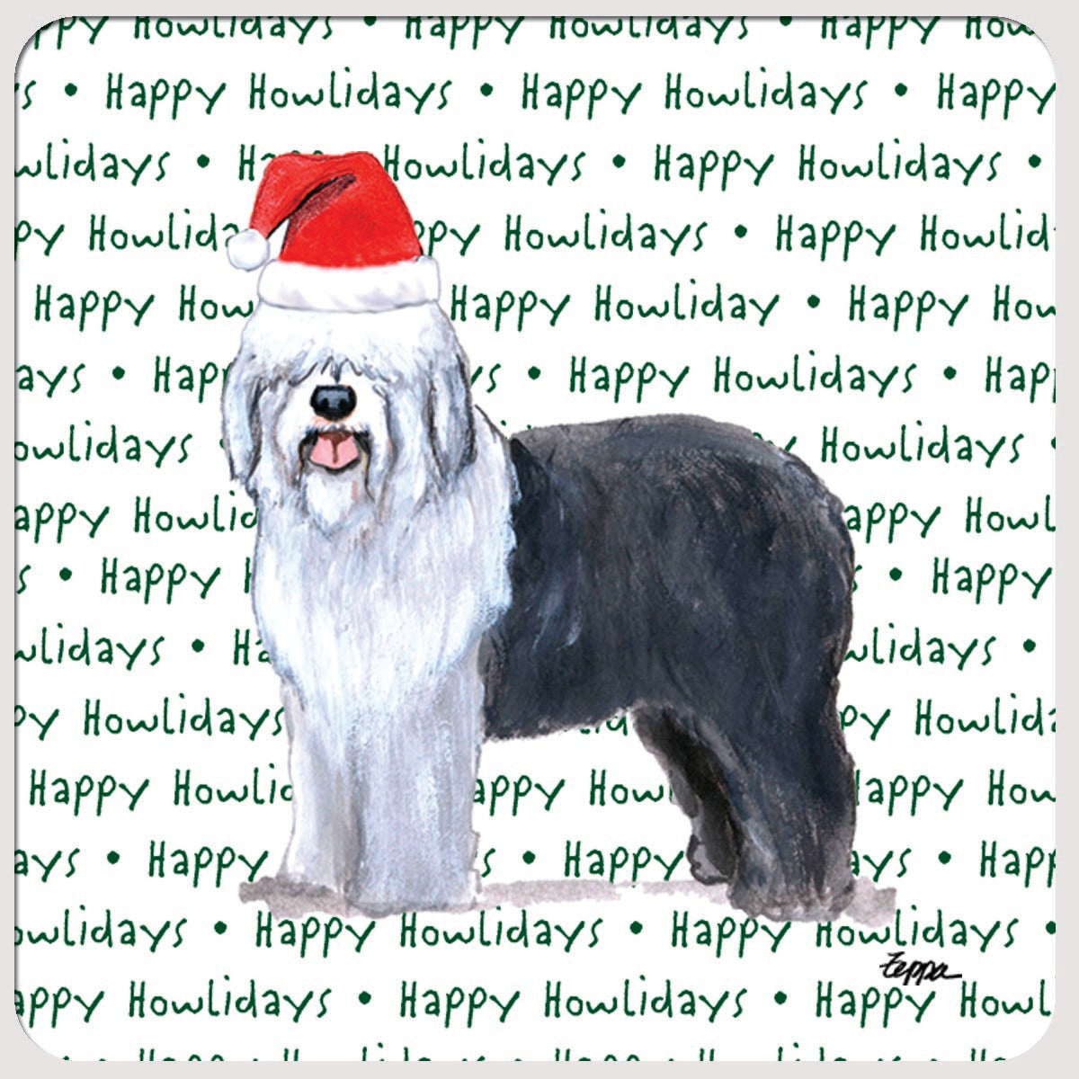 Old English Sheepdog Christmas Coasters