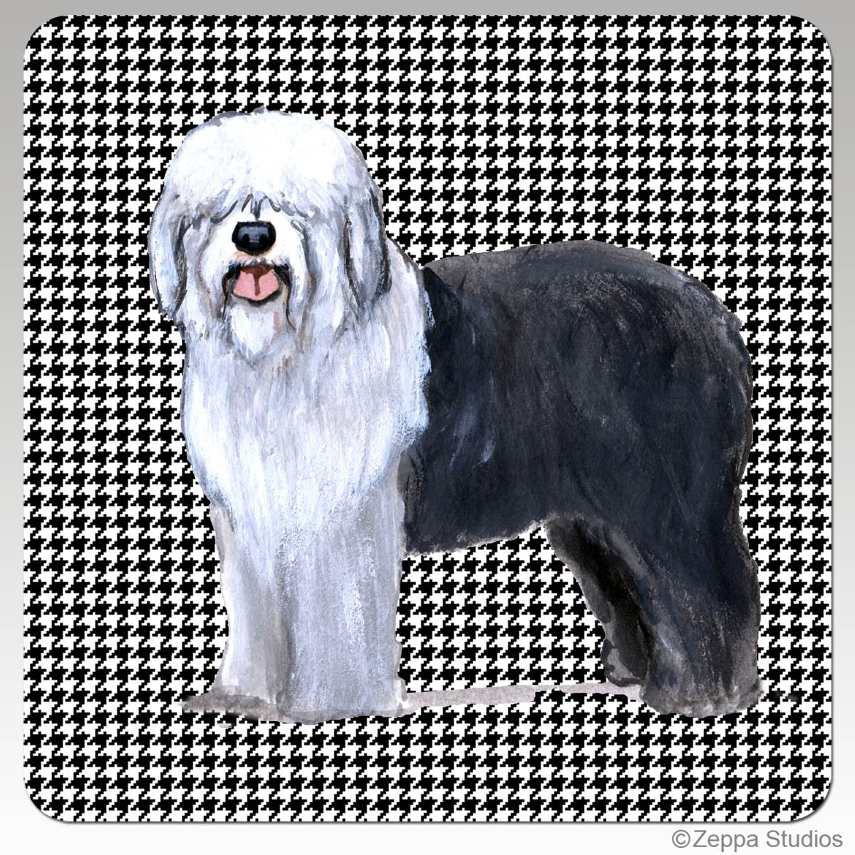 Old English Sheepdog Houndzstooth Coasters