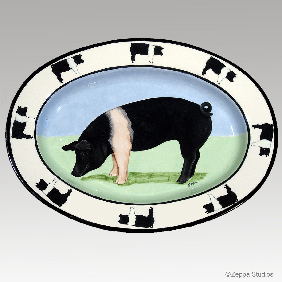 Original Style Hand Painted Platter, Pig