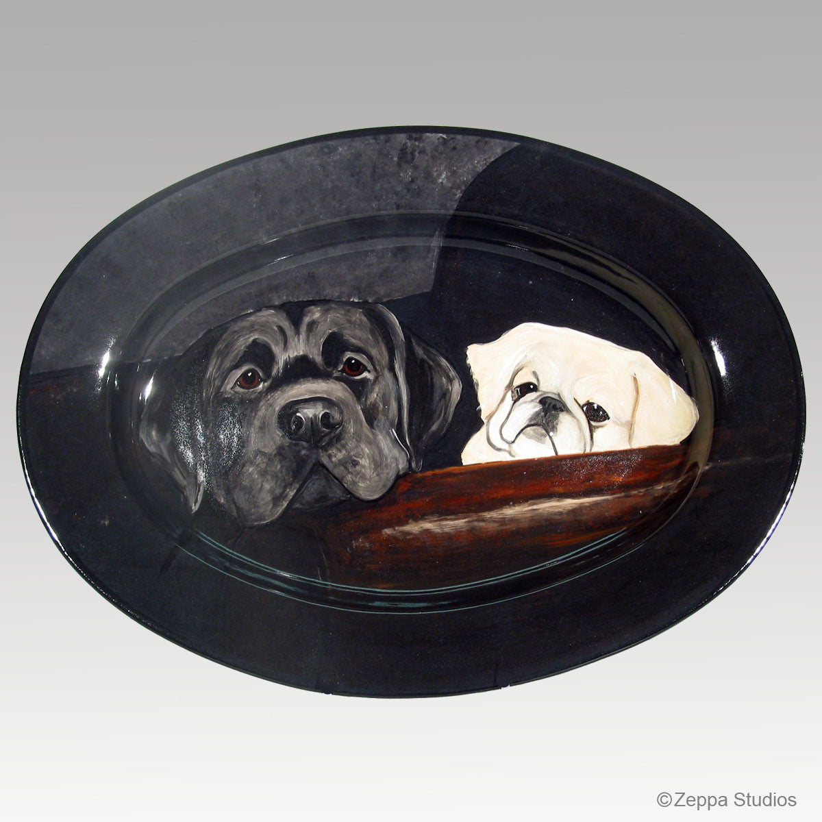 Hand Painted Gallery Style Rim Platter, Pet Portraits