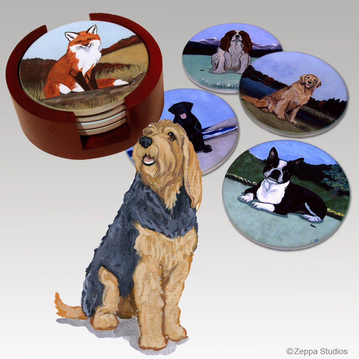 Otterhound Bisque Coaster Set