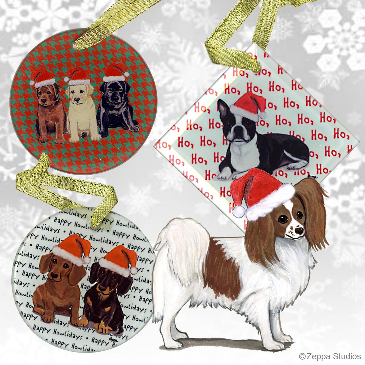 Red and White Papillon Xmas Ornaments