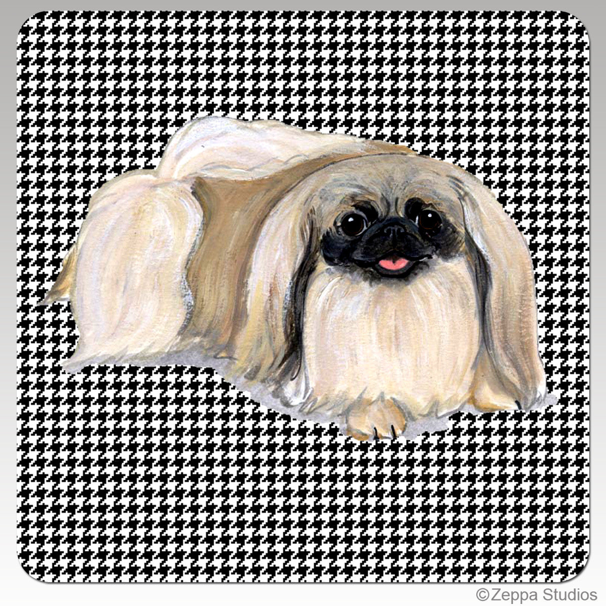 Pekingese Houndzstooth Coasters