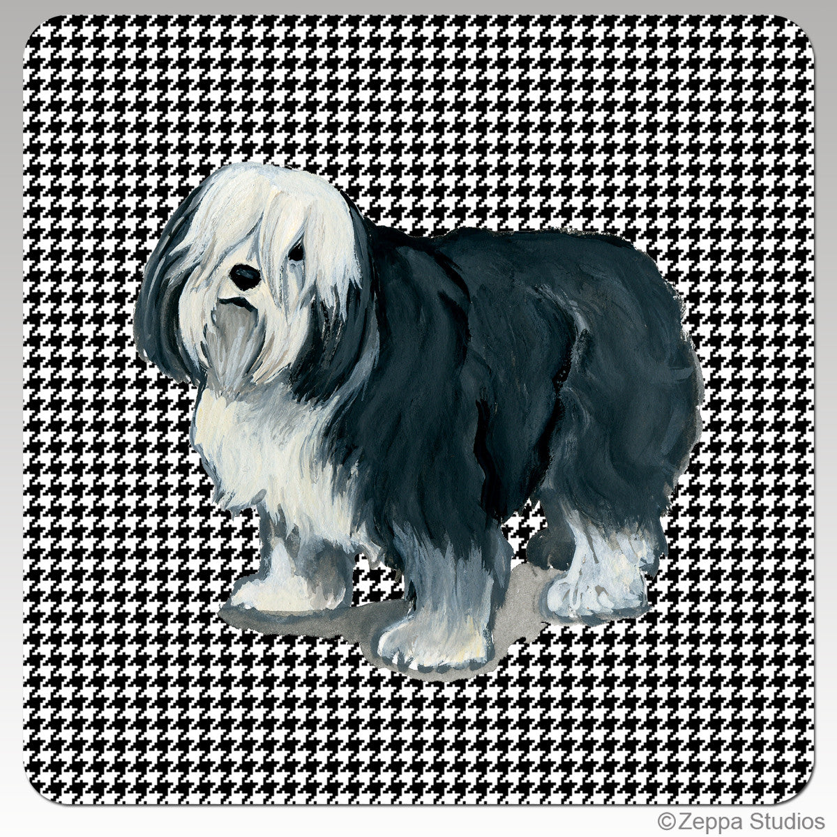 Polish Lowland Sheepdog Houndzstooth Coasters