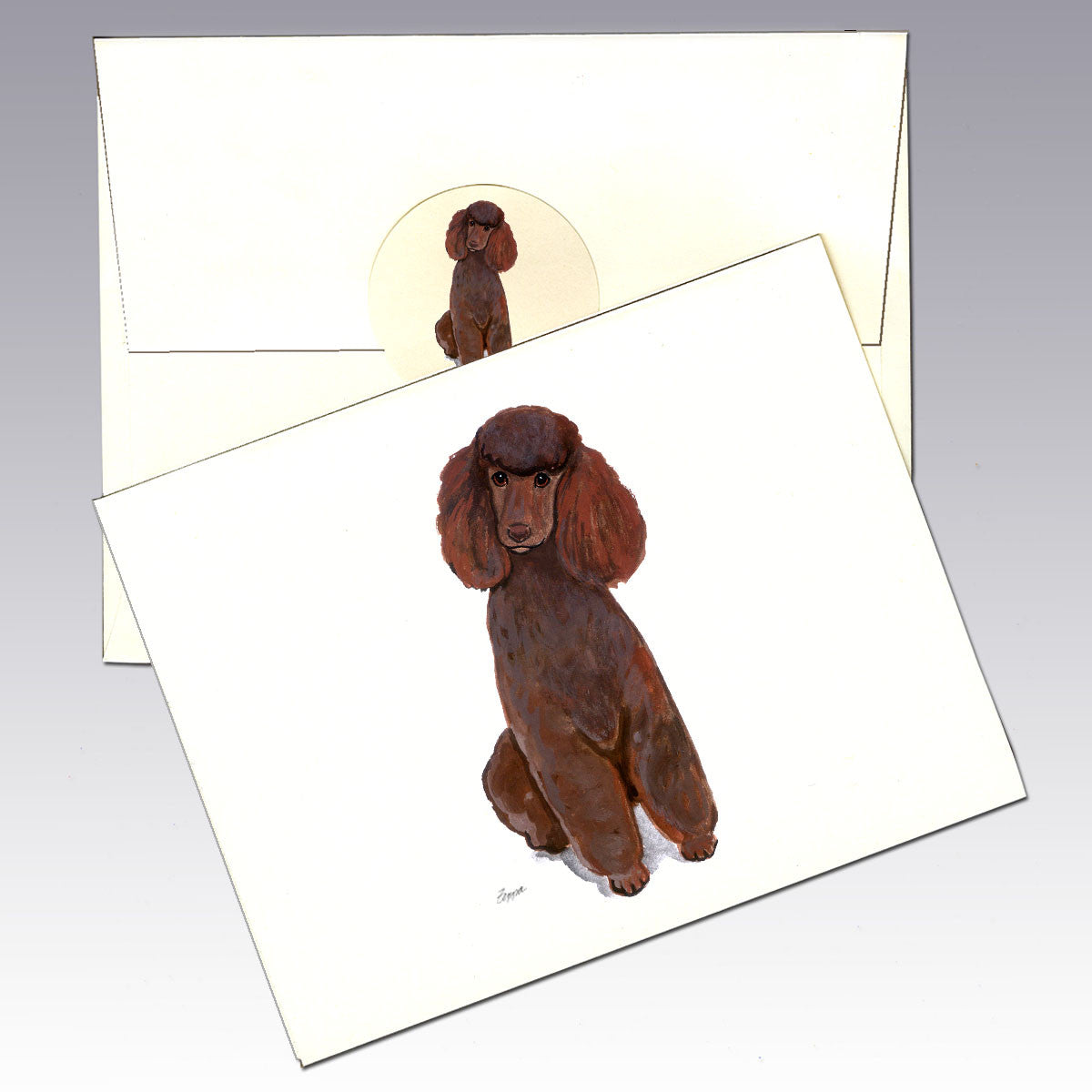 Poodle Chocolate Note Cards