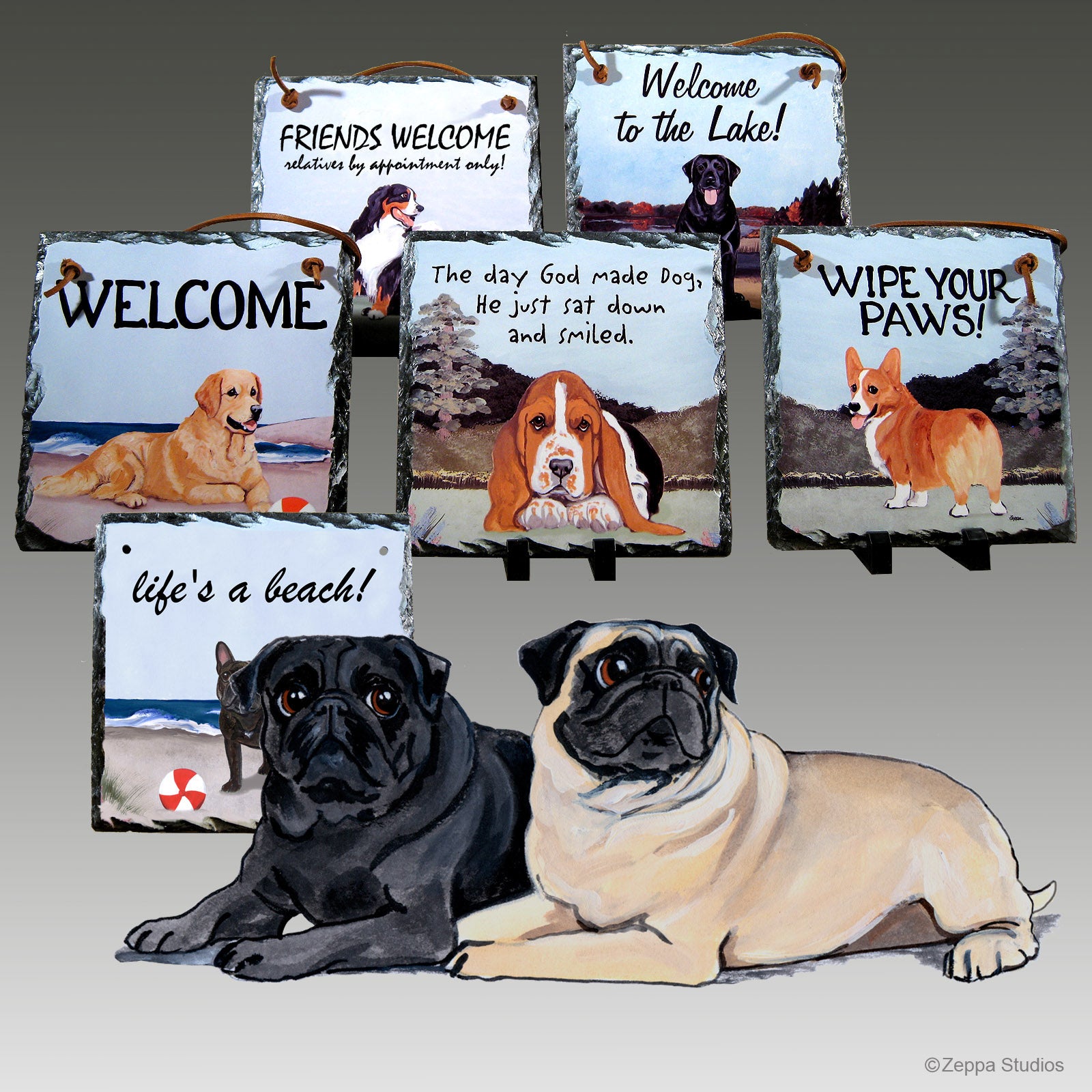 Pug Slate Signs