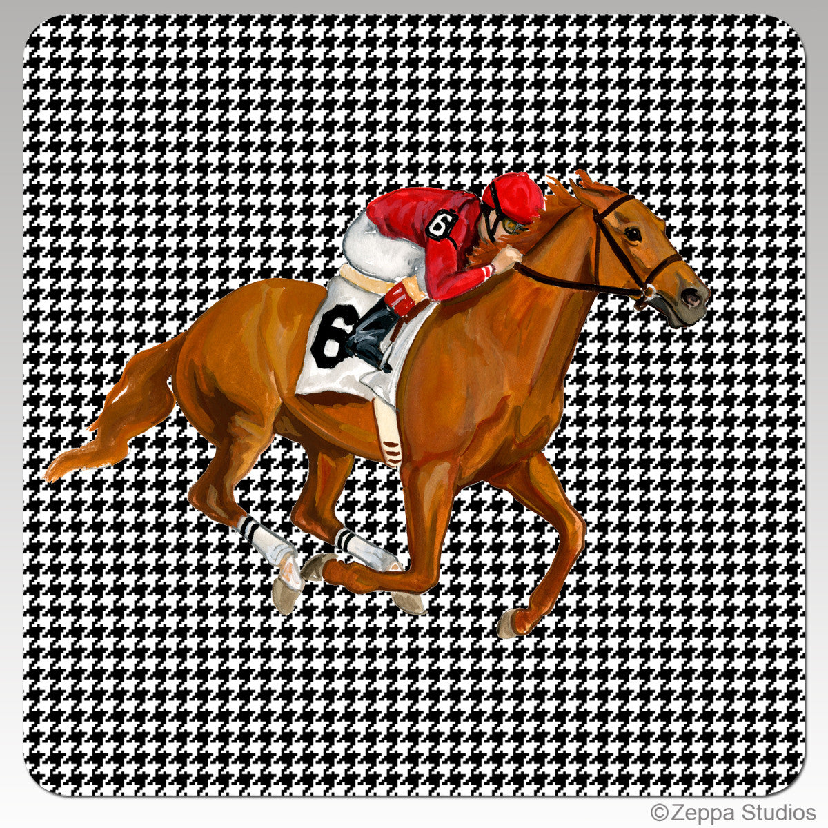 Race Horse Houndzstooth Coasters