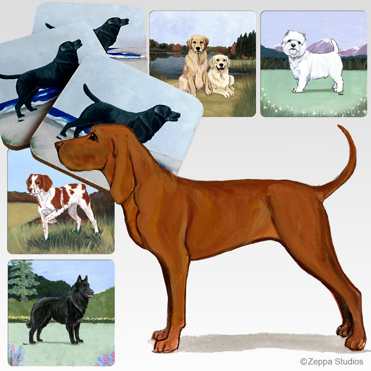 Redbone Coonhound Scenic Coasters